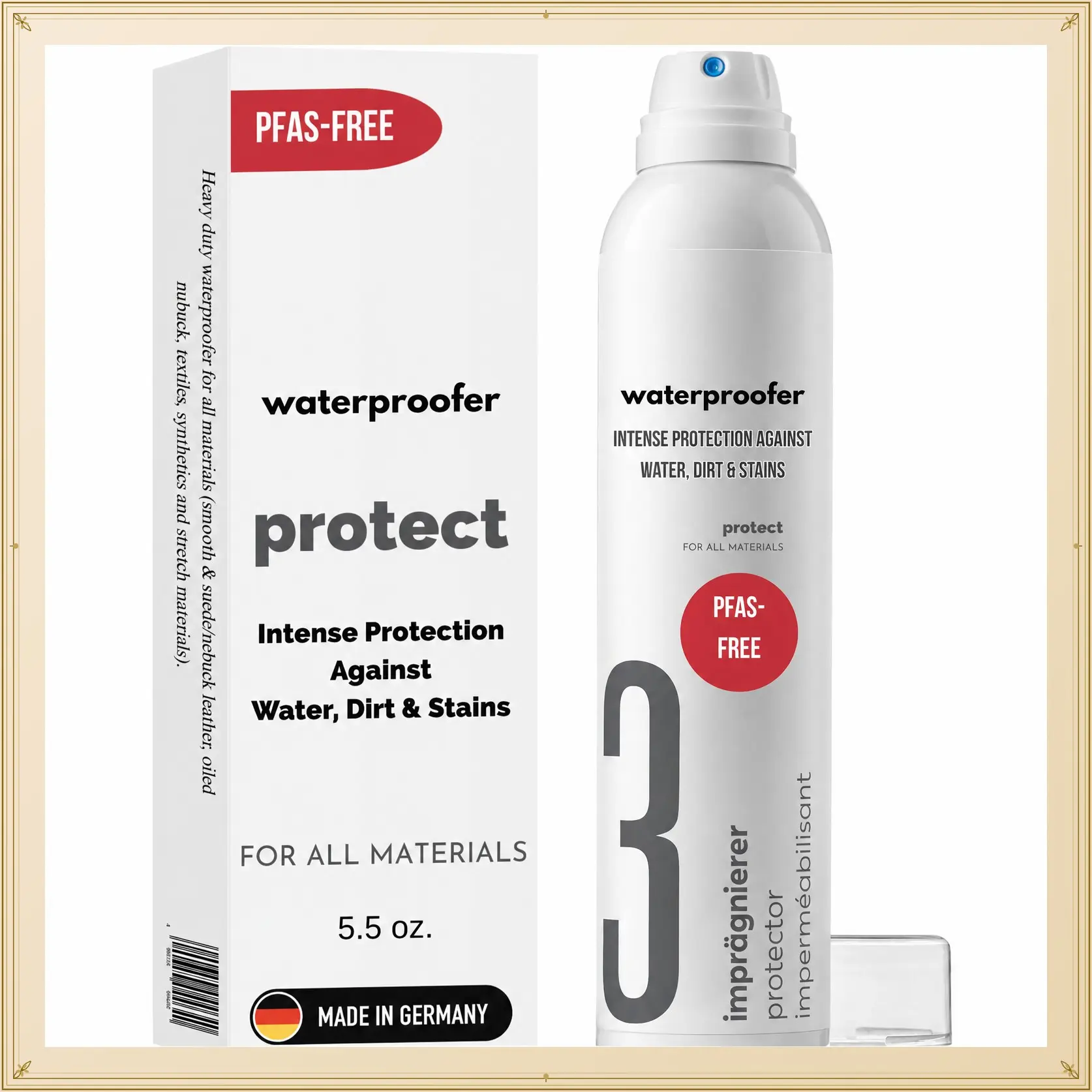 Waterproof Shoe Protector Spray for Suede, Leather, Nubuck, Canvas & Textile Footwear – Repels Rain, Snow, Road Salt & Stains, Breathable, No Darkening, German MadeGift