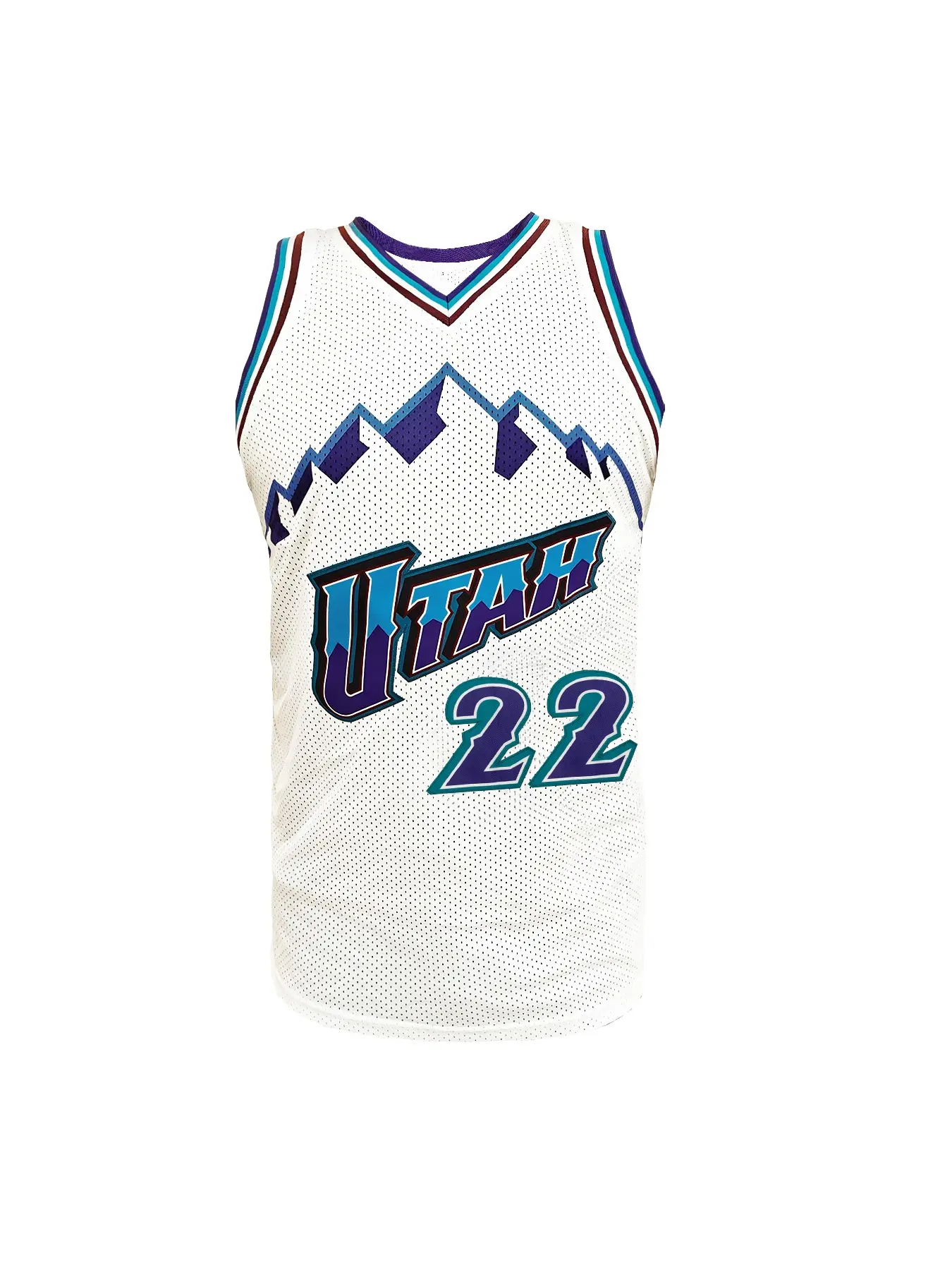Vintage Utah #22 Throwback Basketball Jersey, Mountain Design Stitched Mesh Jersey, Classic Embroidered Retro Basketball Uniform for Collection & Daily Outfit