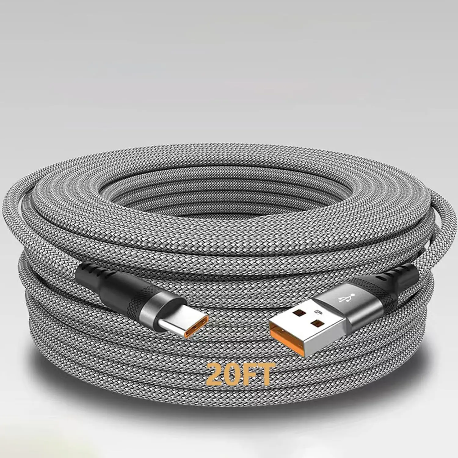 USB A to USB C  20ft 5M A-C, Extra Long 1-Pack USB A to C Charger  60W   for i-Phone 16 Pro Max/Plus/Pro, for Phone 15 Pro Max Plus, for Red (Grey)