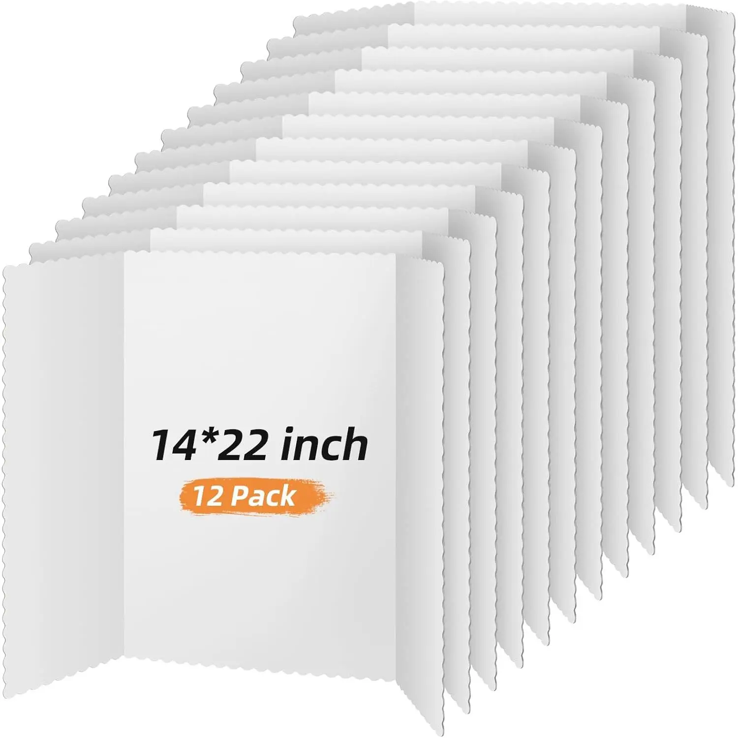 12 Pcs 14 x 22 Inch White Trifold Poster Board, Large Tri-Fold Foldable Display Paperboard for Science Fair, School Business Project Exhibition