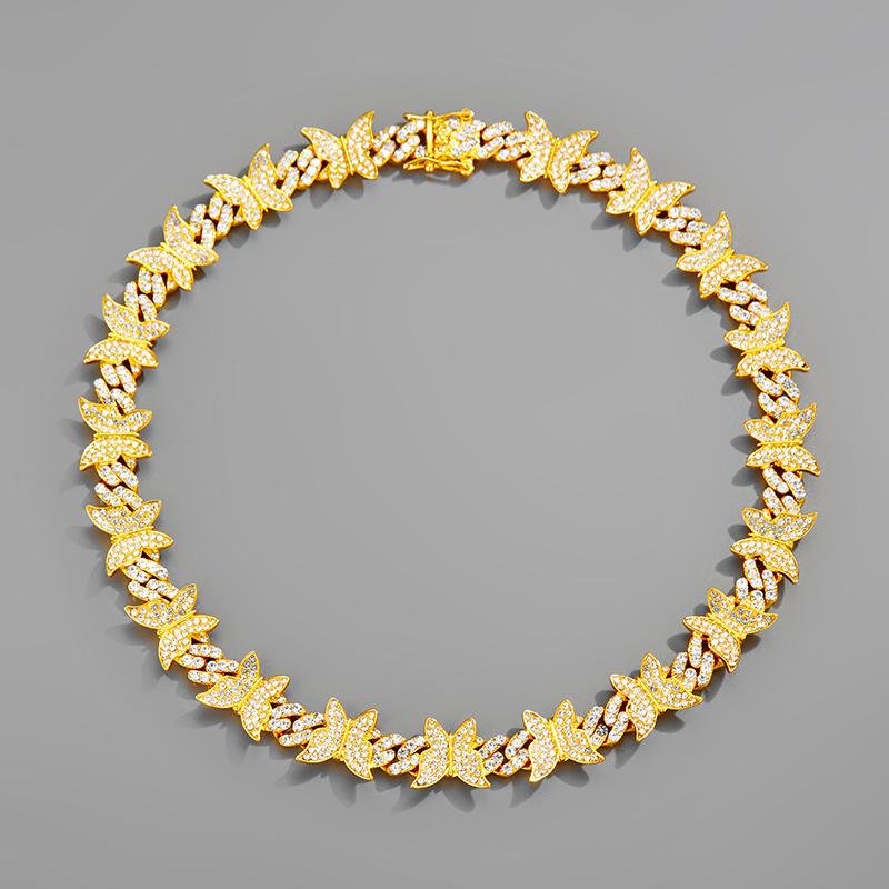 Butterfly Diamond Cuban Chain Fashionable Luxury Necklace Sweater