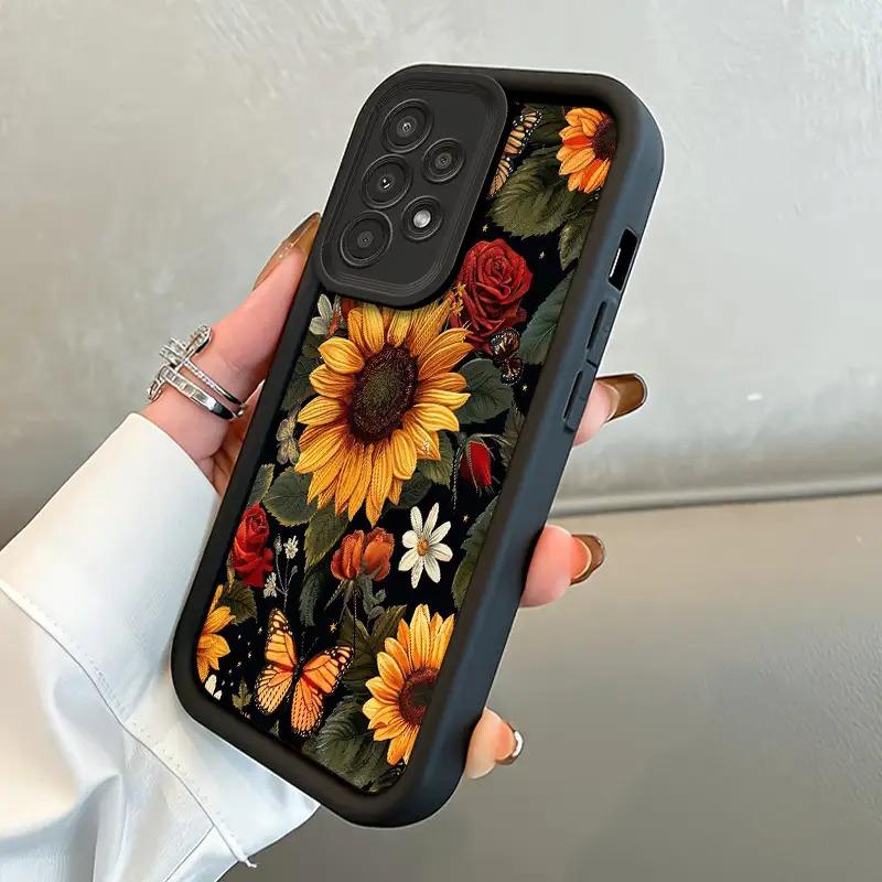 Phone Case: Light Luxury Elegant Sunflower Rose Premium Pattern Phone Case Suitable for Samsung Galaxy S26 S25 S24 S23 S22 S21 Fe Plus Ultra A13 A14 A15 A16 A17 A33 A34 A35 A36 A52 A53 A54 Note20