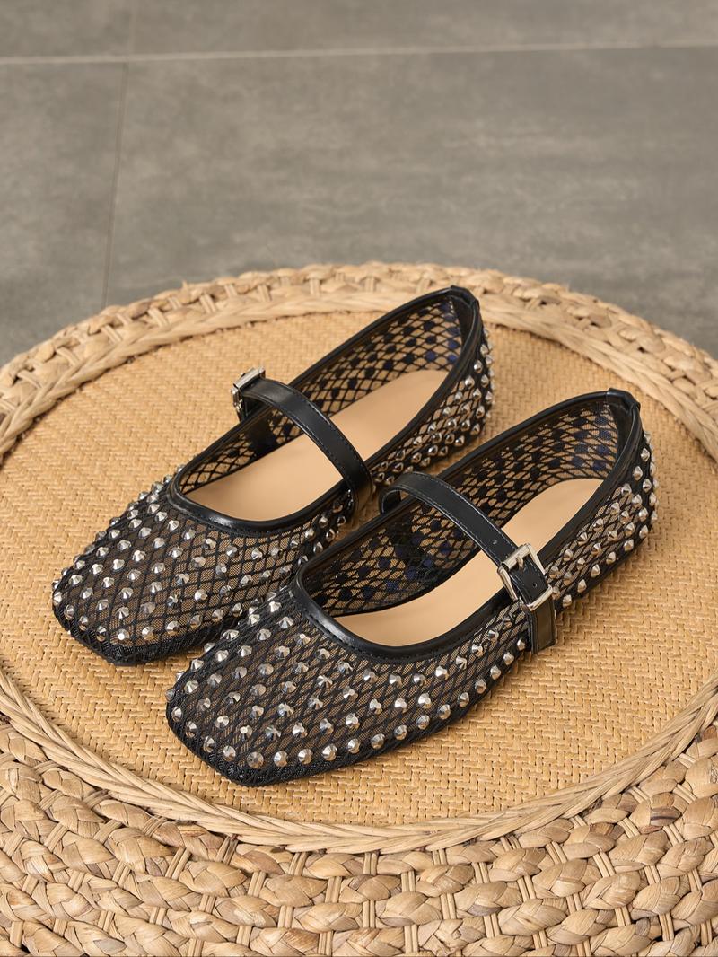 Women's Fashionable Studded Decorated Ballet Flats, Elegant Comfortable Flat Shoes for Daily Wear, Casual Trendy Shoes for Women & Girls, Running, Ballerina Flats Shoes