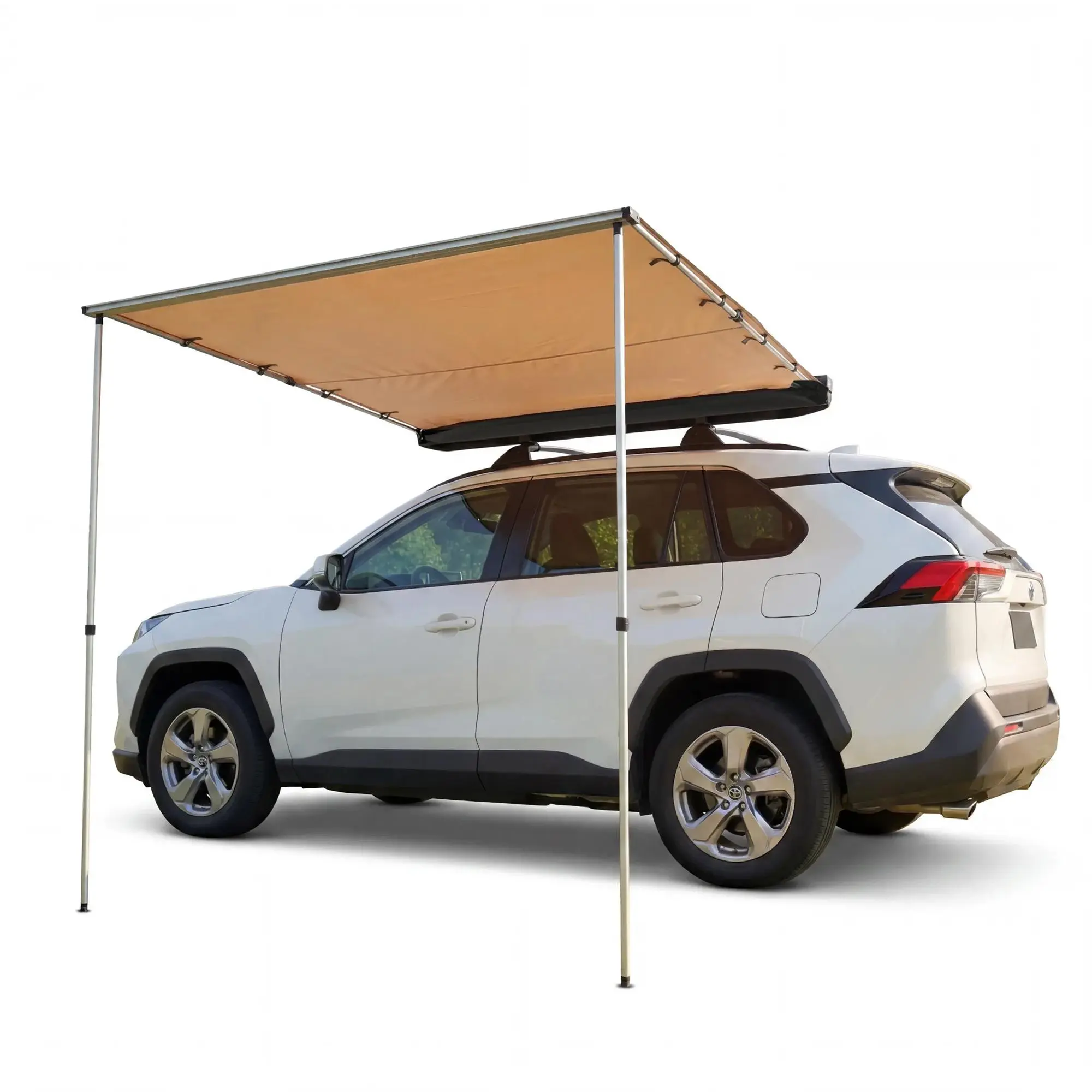 Retractable Side Awning – SUV, Truck, Van, RV Sun Shade, 600D Oxford UV50+ Waterproof, Adjustable Poles, Outdoor Camping Shelter