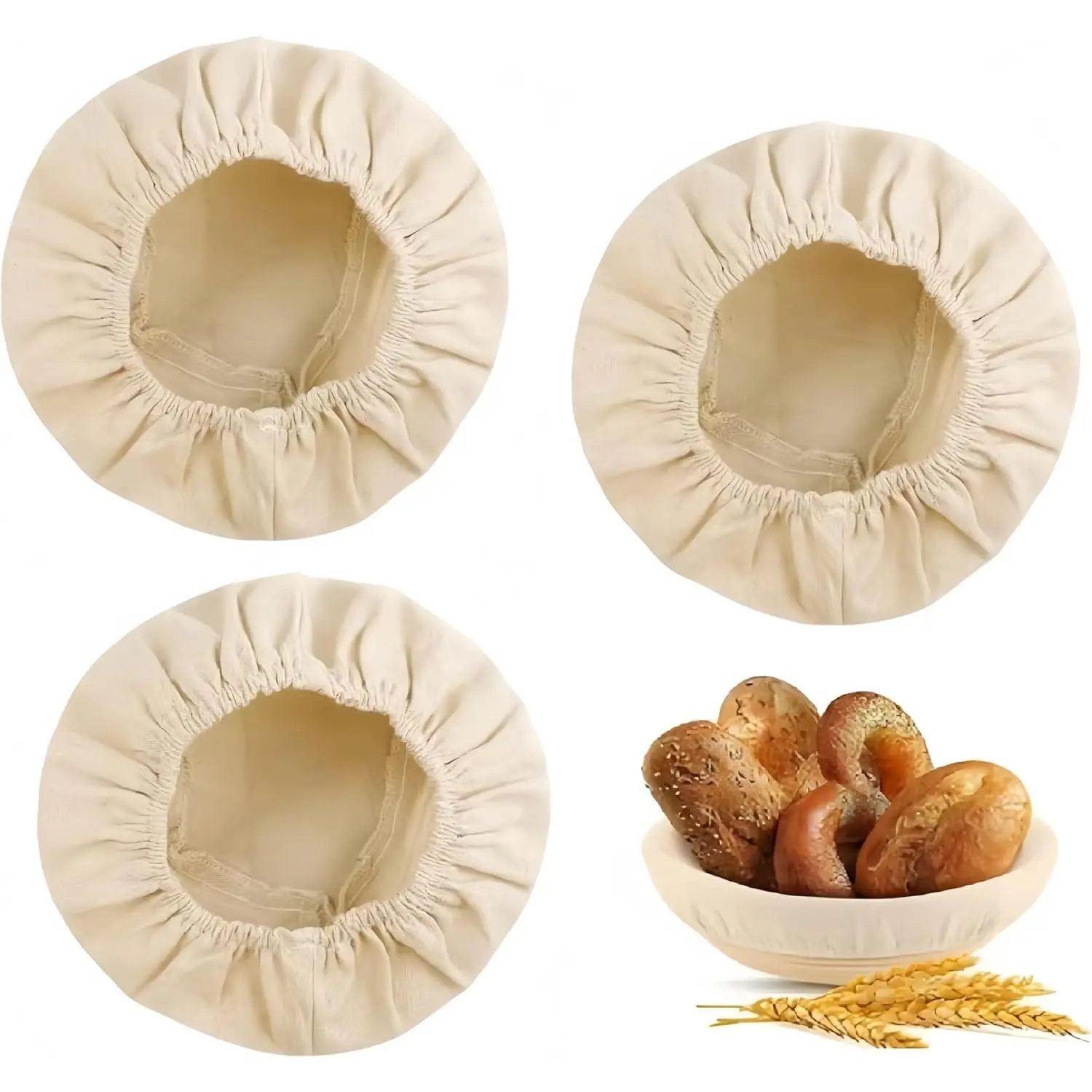 Koackl 3Pack Bread Proofing Liners 10" Cotton Banneton Sourdough Covers