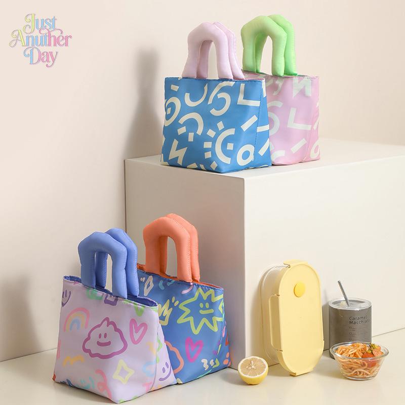 Cute Insulated Lunch Tote Bag with Soft Padded Handles Thermal Aluminum Foil Lined Cooler Bag for Work Picnic and School Leak-Proof Lunch Handbag for Bento Boxes and Snacks