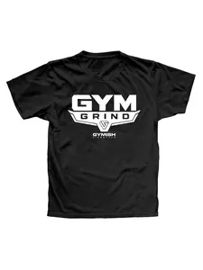 Men's Round Neck Sporty T-Shirt, Gym Grind Print, Loose-Fit, Breathable, Quick-Dry, Ideal for Gym, Weightlifting, Daily Wear