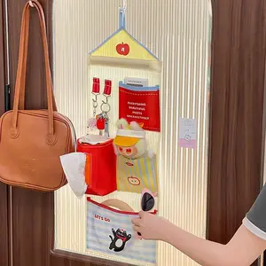 Oxford Cloth Dormitory Storage Hanging Bag Cartoon Wall-mounted Socks Storage Bags Multi-layer Sundries Organizer for Students