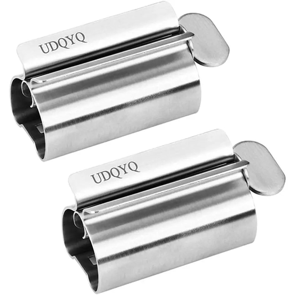 Stainless Steel Toothpaste Squeezer Last-Drop Saver - 2-Pack Sink Stand Tube Wringer Holder (Silver), Two Pack