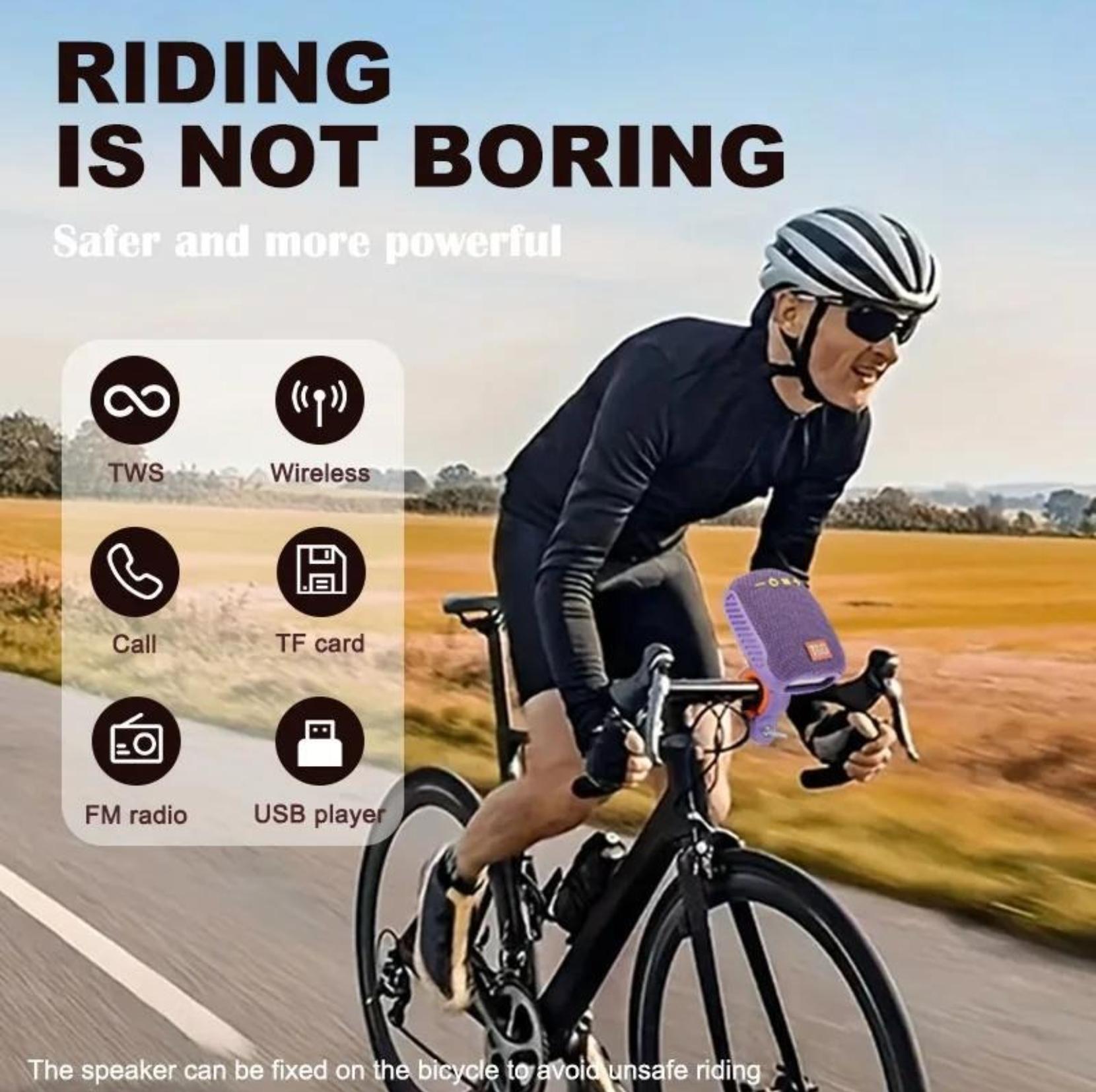 Wireless Portable Bluetooth Speaker, FM Radio Waterproof TWS Subwoofer, Mini Outdoor Loudspeaker Bass Sound Box for Bicycle Cycling, Weatherproof Music Speaker