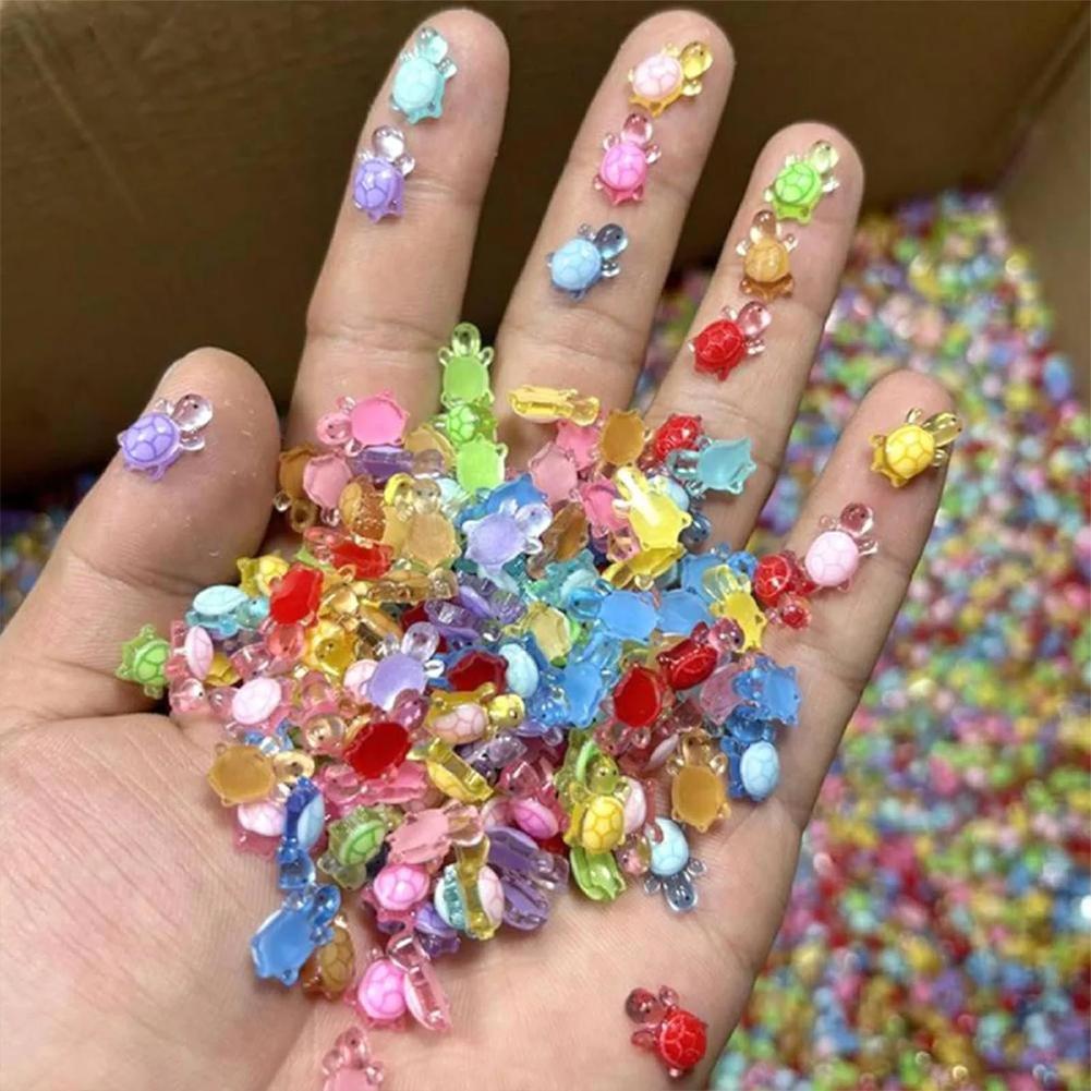 Night Glow Large Turtle+100pcs Mini Luminous Turtles Figurines Resin Craft Glowing Turtle Storage Ornament Landscape Desktop