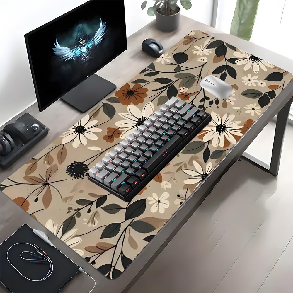 Floral Pattern Mouse Pad, Rectangle Gaming Mouse Pad, Non-slip Rubber Base Mousepad, Office Desk Keyboard Mouse Mat for Home Office Game Room Desk, Desk Accessories