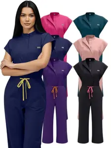 Premium Elasticity Scrubs Jumpsuit Casual | Slim Fitting Uniforms Designed for Pet Wellness Centers, Luxury Spa Retreats, Beauty Salon Staff, and Senior Care Homes