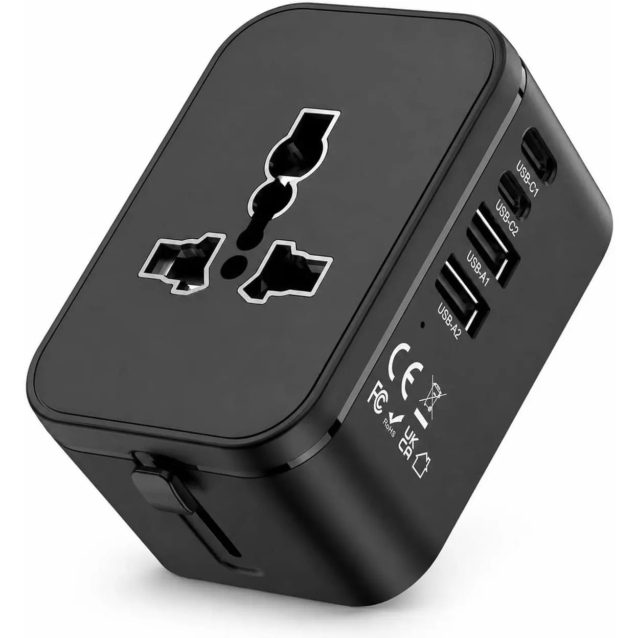 Plug Adapter for Worldwide Travel, PD20W International Charge Adapter with 2 USB-C & A Ports,  in  Outlet International Adapter, for , UK, EU, AU & 224+ Countries (Black)