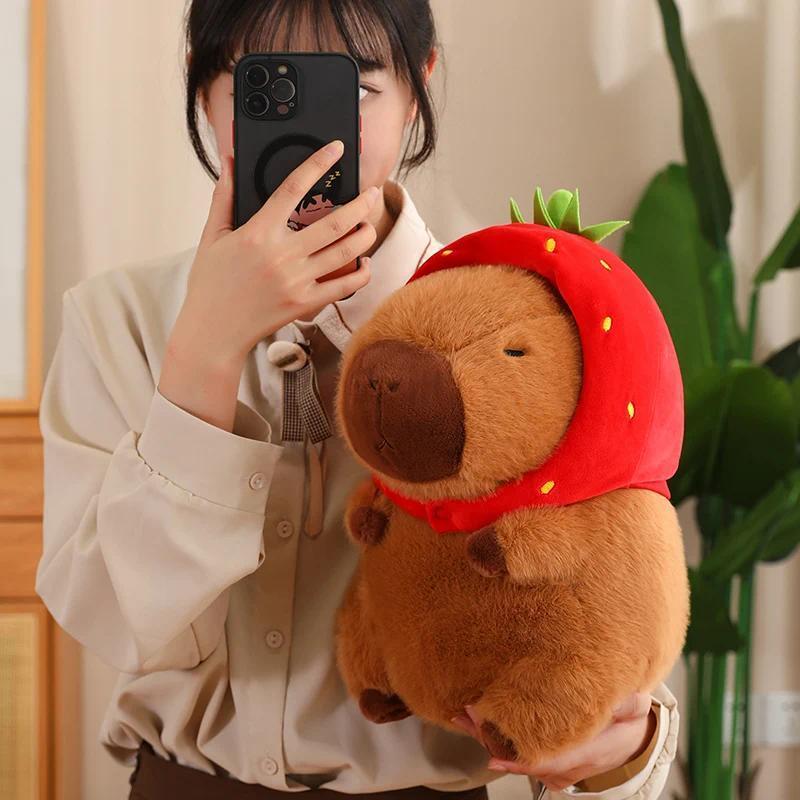 Capybara Plush Toy Simulation Capibara Unicorn Dinosaur Dress Boba Bread Fruit Food Decor Birds Bubble