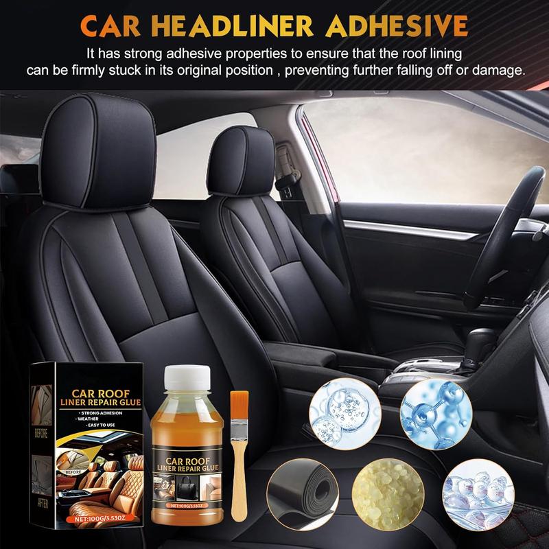 Headliner Repair Glue,  Headliner Adhesive,  Roof Liner Quick Repair Adhesive Headliner Glue,  Ceiling Fabric Repair, Headliner Repair Kit, Leather Glue Repair, 100ml (2PCS)