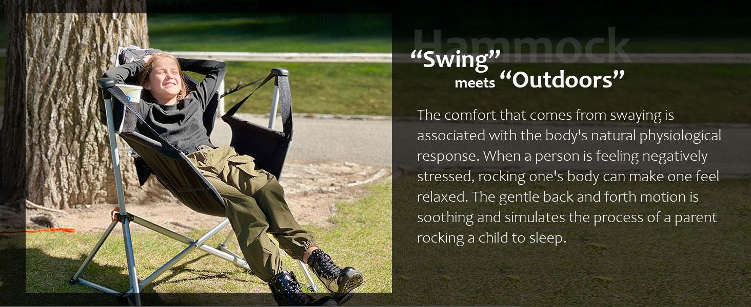 KingCamp Hammock Camping Chair, Swinging Portable Folding Camp Chairs for Adults Max 400lbs Heavy Duty Foldable Oversized Rocker with Aluminum Alloy Frame Cup Holder for Outdoor Beach Patio Sport