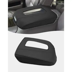 KBH Center Console Armrest Cover for 2015 2016 2017 2018 2019 2020 Cadillac Escalade, PU Leather Middle Console Lid Protector Arm Rest Cushion Anti-Scratch Thick Pad, Black