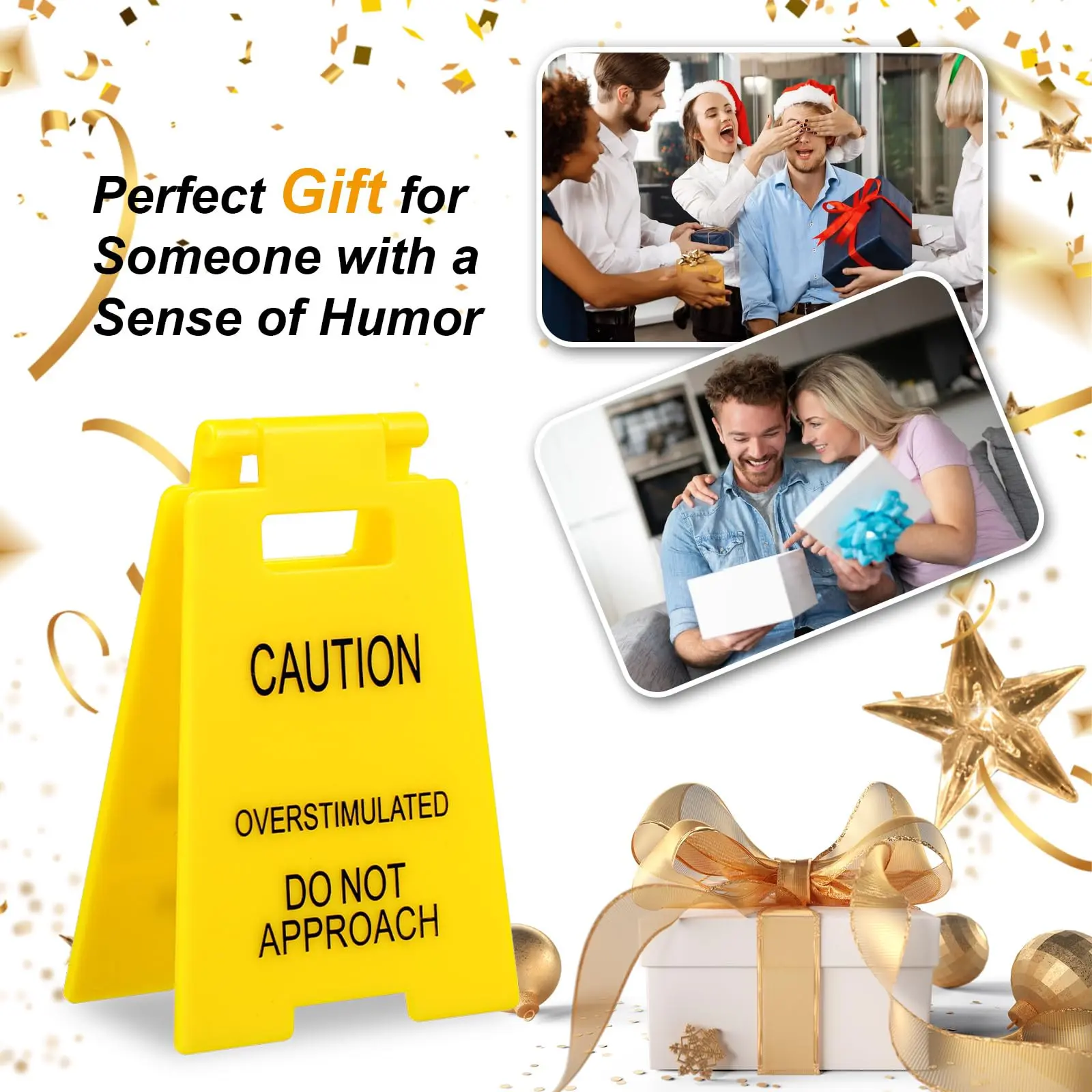 Warning Overstimulation Desktop Sign, 3D Printed Funny Warning Signs, Office Decor Gag Gift, Desk Decoration for Colleagues, Novelty Decor