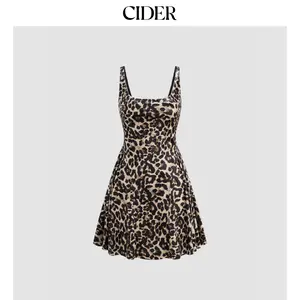 Cider [size 0-26] U-neckline Leopard Ruffle Mini Dress Dealsforyou