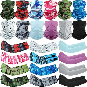 12 Sets UV Protection Face Covering Neck Gaiter Scarf and Ice Silk Cooling Arm Sleeves  Summer