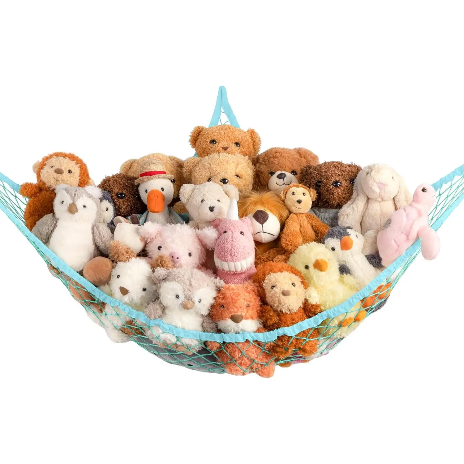 Stuffed Animal Storage Hammock Net Corner - Large Toy Hammock Net for Stuffed Animals Room Decor - Cute Stuff Animal Organizer Holder for Plush Plushie - Kids Baby Nursery Wall Bedroom Home Decor