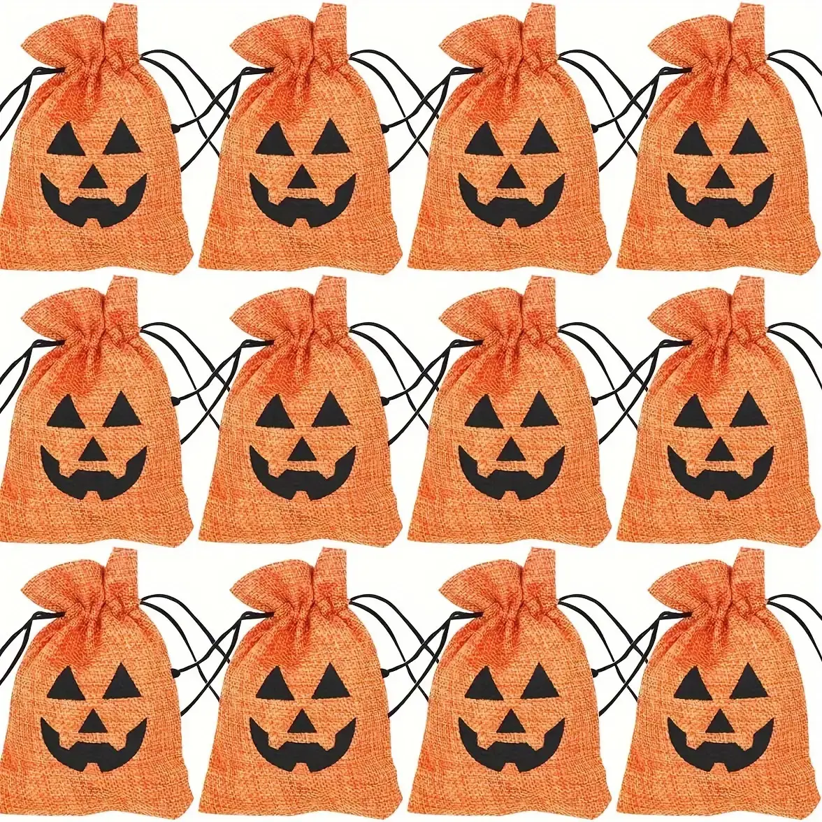 6pcs Creative Halloween Scary Pumpkin Drawstring Bags, Perfect for Party Favors, Candy Treats, and Decorations
