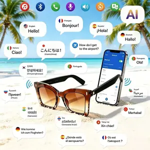 AI Bluetooth smart glasses, supporting 137 languages APP translation, UV protection, automatic in ear detection switch, leopard print sunglasses, sweat proof, sun protection, sunglasses, suitable for travel, navigation, cycling and other scenarios