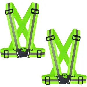 2 pcs Reflective Vest, Adjustable High Visibility Reflective Safety Straps Gear for Run, Cycling, Pet Walking