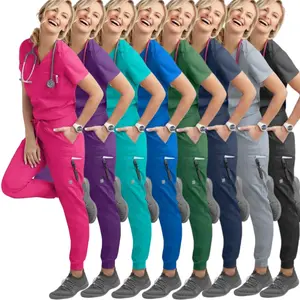 Export short-sleeve two-piece scrub set, women's pet grooming doctor workwear, medical nursing uniform