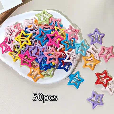 50pcs New Candy Color Star Hair Clips, Cute Girl Accessories, Decorative Hair Clips, Non-Damaging Hair Clips, Perfect for Daily Use and Styling