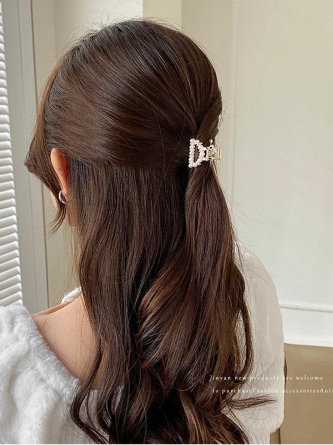 Faux Pearl Decorated Hair Claw Claw Clips, 7counts Hair Clip Set Cute Accessories for Women & Girls, Minimalist Summer Outfits 2024 Headwear for Hair, Party, Daily Clothing Decor