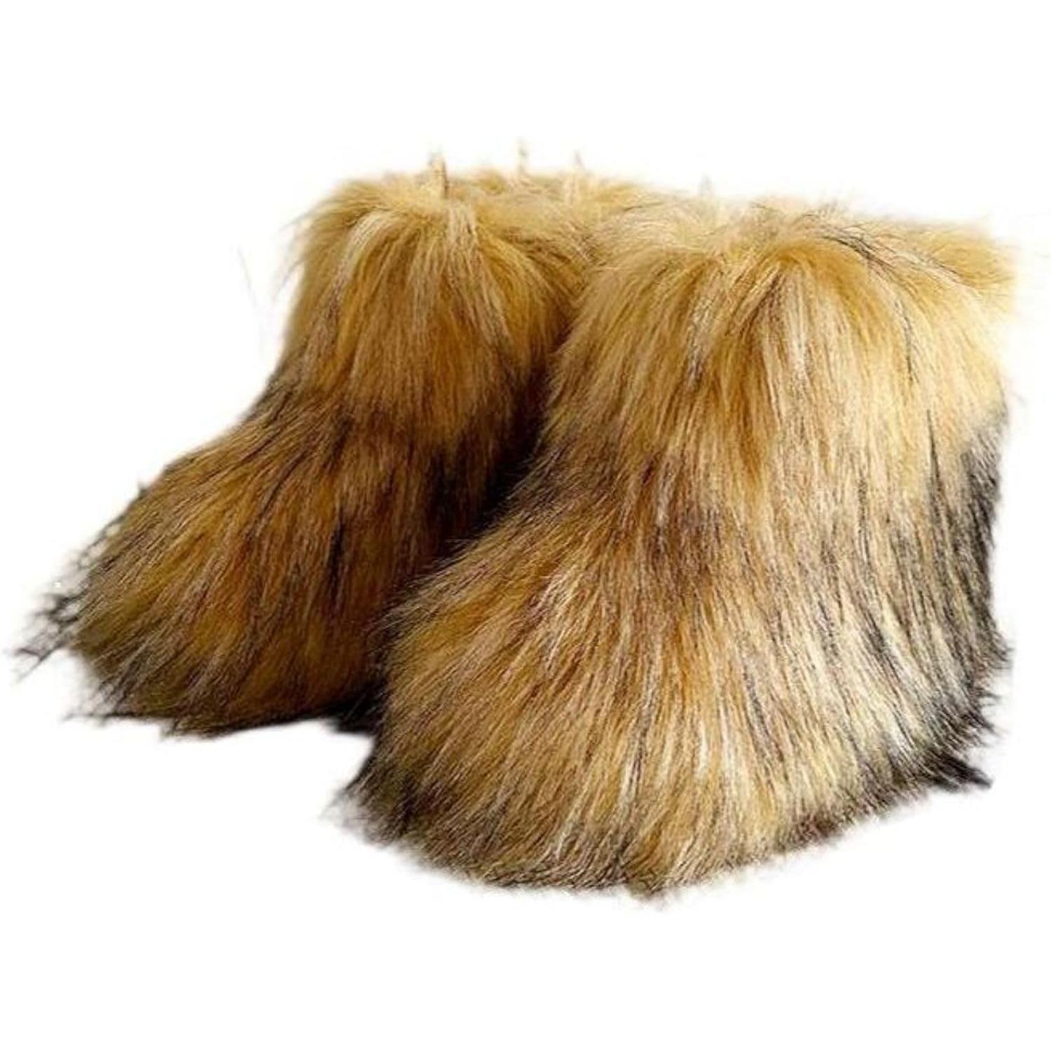 Girls Winter Short Boots Fluffy Furry Flat Snow Boots, Suitable for Winter Outfits