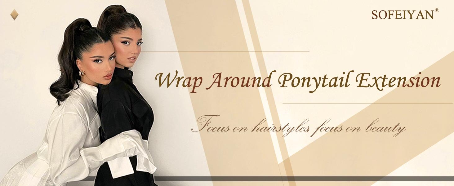 SOFEIYAN Curly Ponytail Extension 15 Inch Heat Resistant Synthetic Natural Wavy Hairpiece Wrap Around Pony Tail Hair Extensions