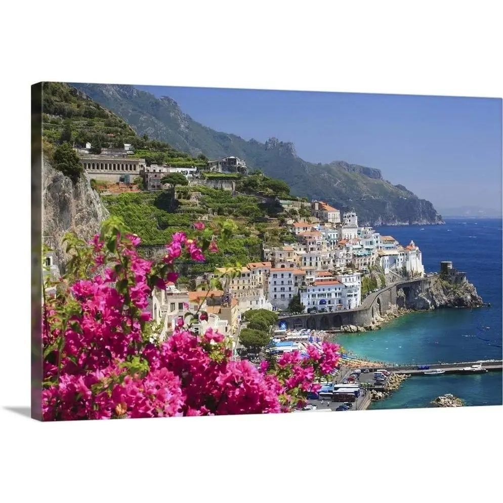 CANVAS ON DEMAND Italy, Campania, Amalfi Coast, Amalfi, Amalfi Overview From Grand Hotel Canvas Wall Art Print by Maurizio Rellini, Coastal, Home Decor, Ocean Artwork, 18"x12"
