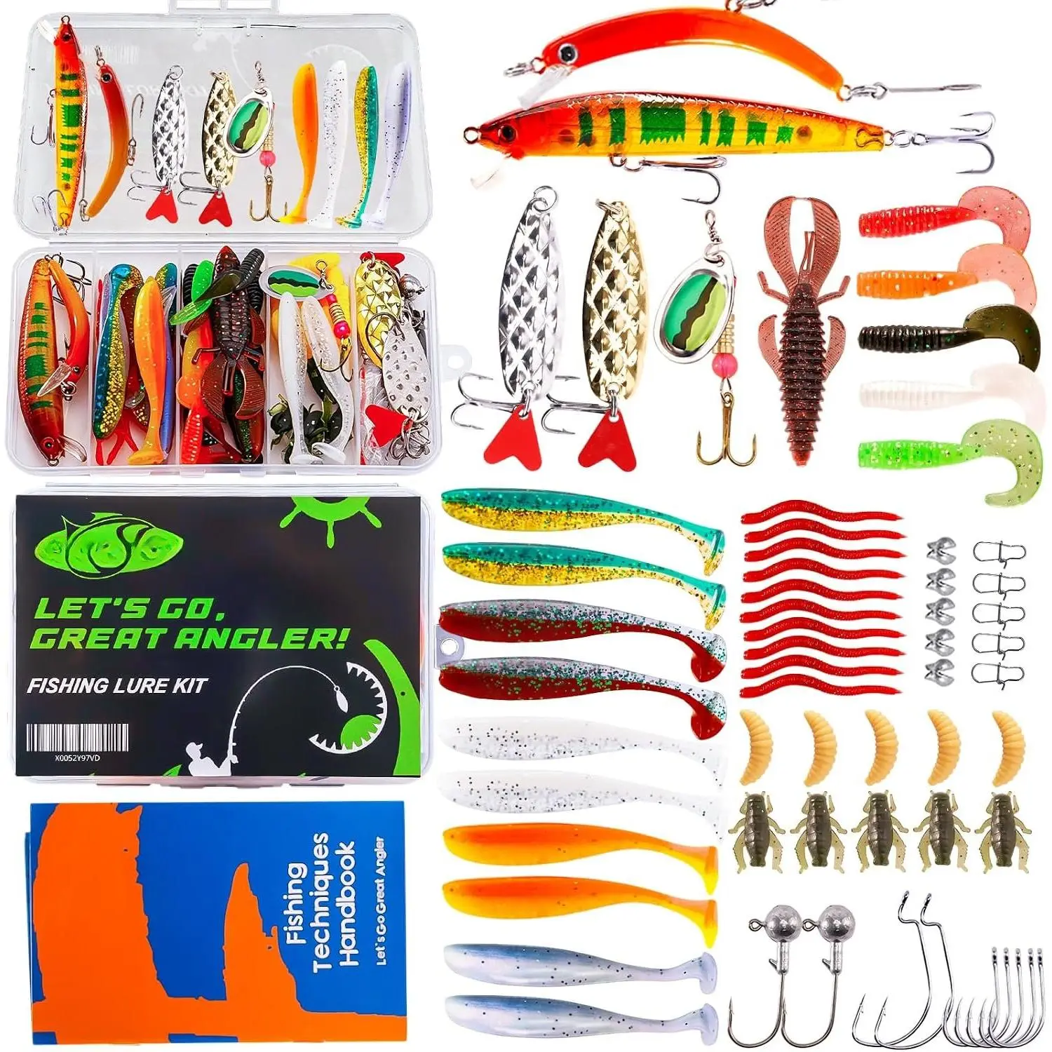 Fishing Lures - Fishing Tackle kit with Fishing Spoons, Swim , Jerk baits, Lure & Fishing Accessories, Bass Fishing Kit Also for Trout, Bluegill, Small Fishing Tackle Box for Freshwater