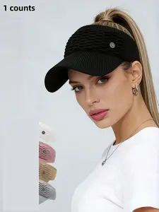 Letter M Visor Hat, UV Protection Sun Hat, Wide Brim Bike Cap, Fish Scale Pattern, Casual Slim Fit, Men's Women's Outdoor Gear