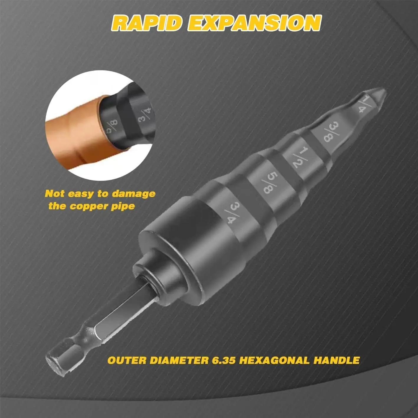 5 In 1 Copper Tube Expander, Swage Tube Expander, Copper Tube Expander Tool With 1/4, 3/8, 1/2, 5/8 & 3/4 Bits, Power Tool Accessories