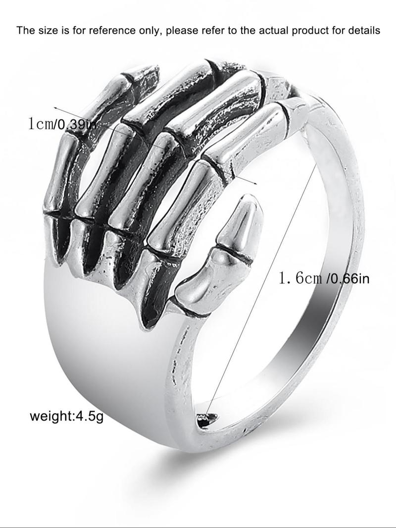 1 Piece Women's Trendy Plain Skull Hand Design Alloy Ring, Personalized Fashion Street Hip Hop Style Party Accessories