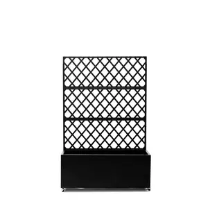 Galvanized Steel Mobile Raised Planter with Trellis & Privacy Screen, Lockable Wheels & Drain Holes, Outdoor Garden Box for Veggies, Vines & Herbs