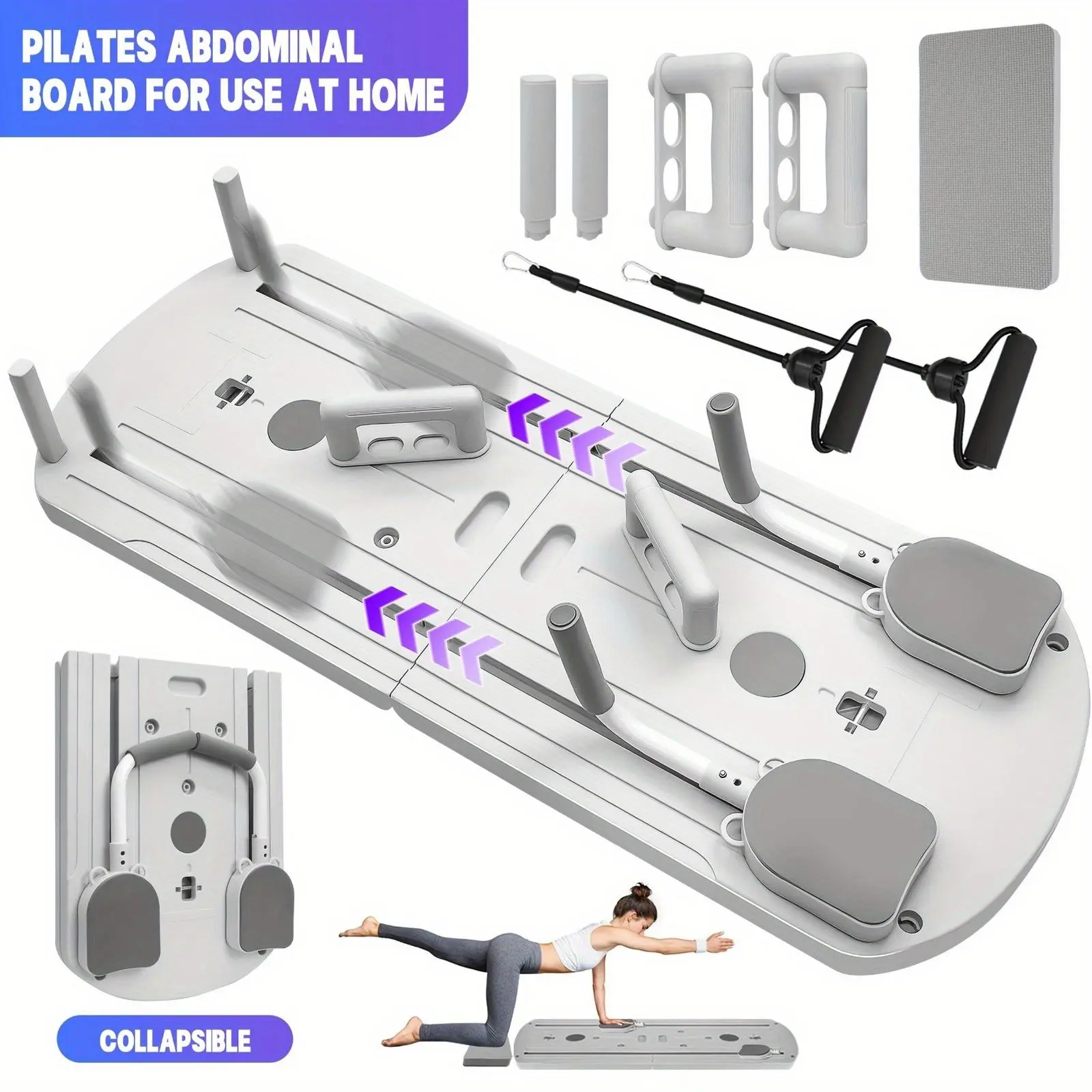 8-in-1 Multifunctional Folding Stretch Strength Training Board, Training Board Set with Resistance Bands, Home Fitness, Push-up Training. Multiple training methods, suitable for abs, biceps, triceps, and full-body core strength training. Foldable design,,