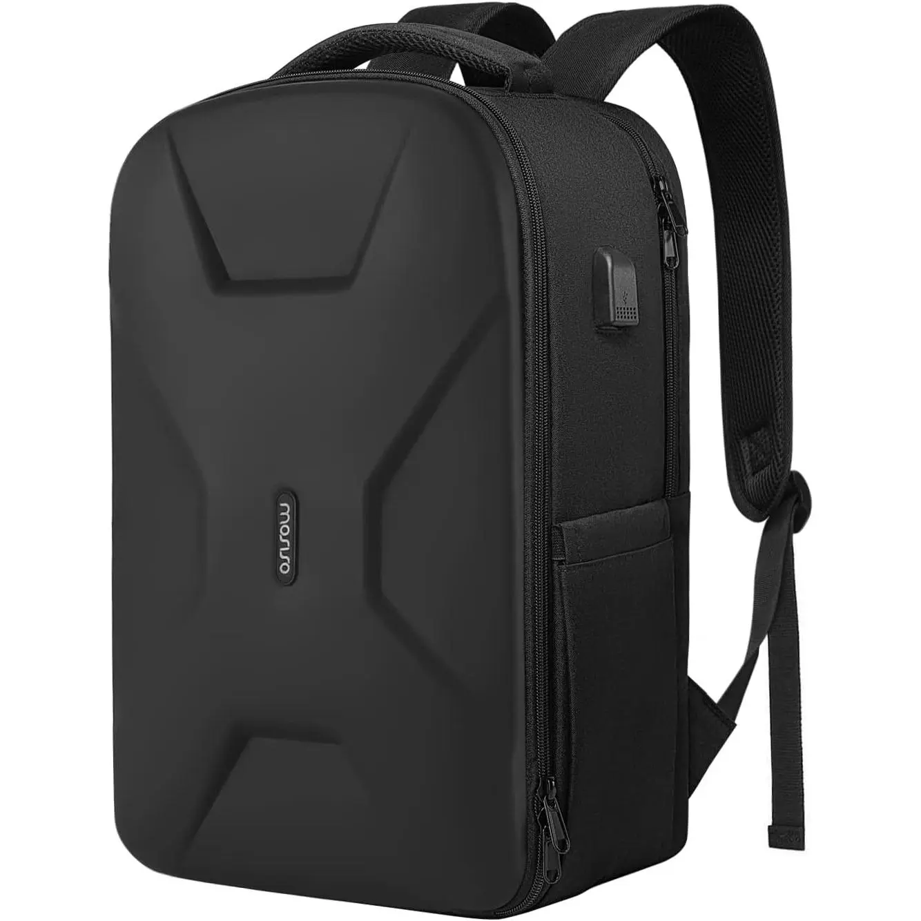 15.6-16 inch 35L Laptop Backpack with USB Charging Port | Waterproof Hardshell Travel Business Computer Bag, Anti-Theft Daypack with Luggage Strap for Women Men, Black