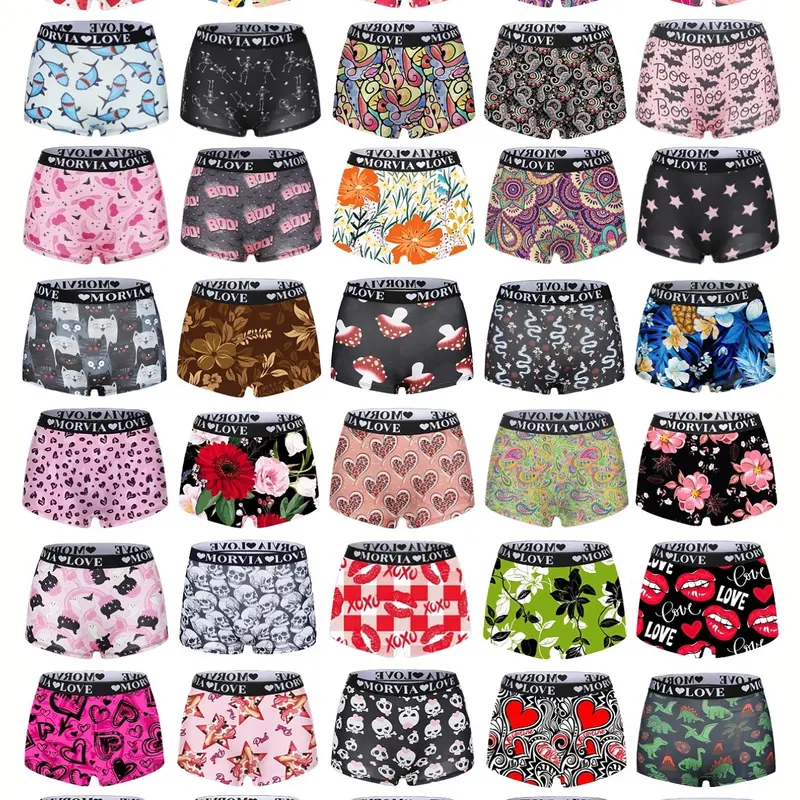 10-Pack Random Women's Cartoon Printed Set, Soft Comfortable Fitted Panties, Elastic Underwear, Elastic Waistband, All-Season Wear, Random Blind Box Pack, Halloween Inspiration, outfitinspo & baddie & halloween & lingerie & theboys
