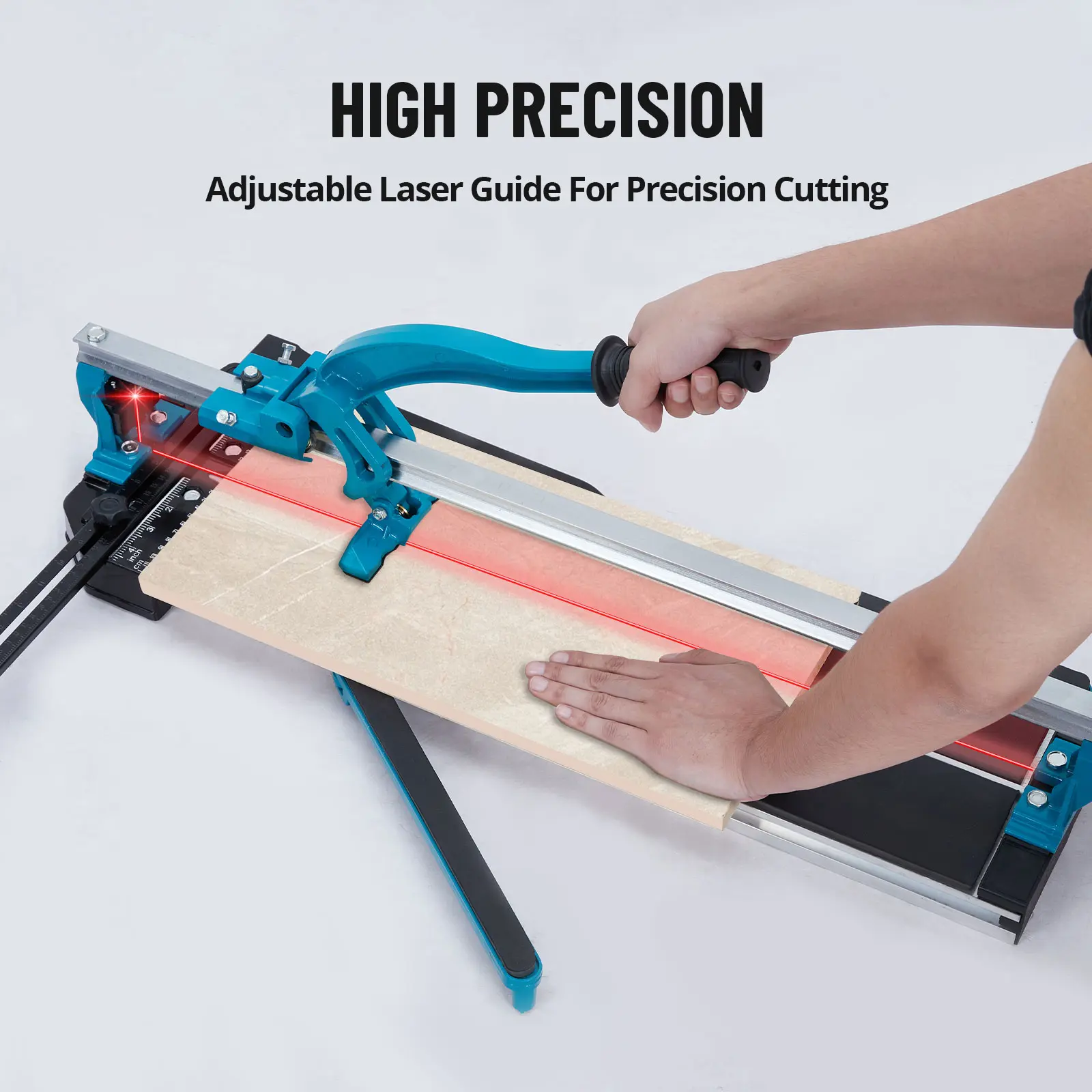 GARVEE 24 Inch Heavy Duty Tile Cutter, Laser Guide & Tungsten Blade Aluminum Rail, Precise Smooth Cut for Ceramic Porcelain Tile DIY & Contractor Use