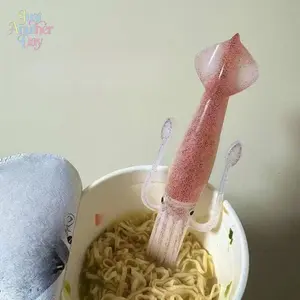 Squid Shaped Silicone Noodle Fork, Heat-Resistant Multi-Purpose Pasta/Ramen Utensil