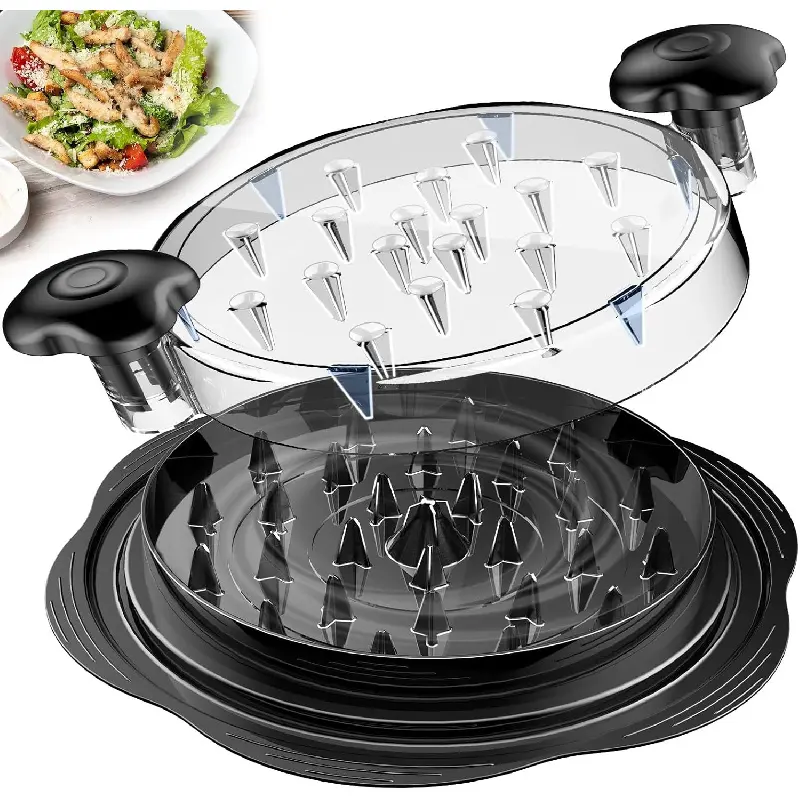 Large Twist Chicken Shredder Tool with Cleaning Brush & Meat Fork, Visible Meat Shredder Machine with Anti-Slip Strip & Ergonomic Handle, BPA Free Manual Shredder for Chicken Breast, Pork, Beef