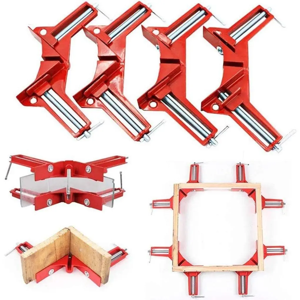 Zinc Alloy 90-Degree Right Angle Corner Clamp, 4-Count Frame Repair Tool for DIY Users, Reinforced Joints Clamp with Steel Screws for Picture Photo Frames