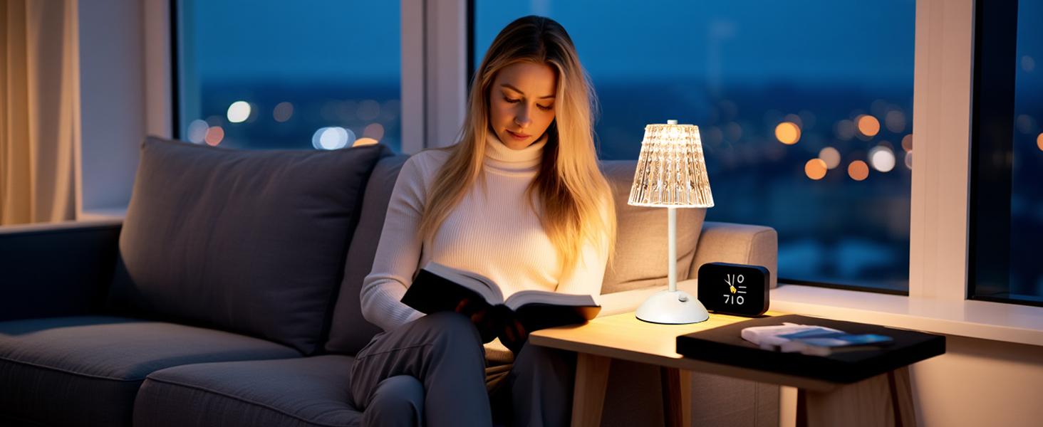 Cordless Touch Table Lamp, 3500mAh LED Rechargeable Small Dask Lamp, 3 Colors Dimmable Battery Operated Crysta Lamp for Bedroom Restaurant Kitchen Home Decor, Gold