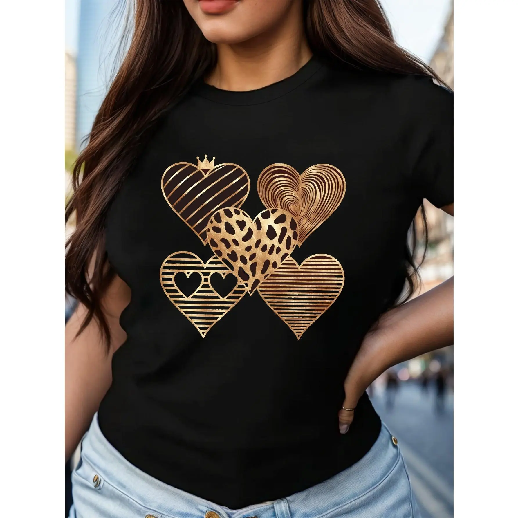 five distinct heart designs women's comfit t-shirt tees