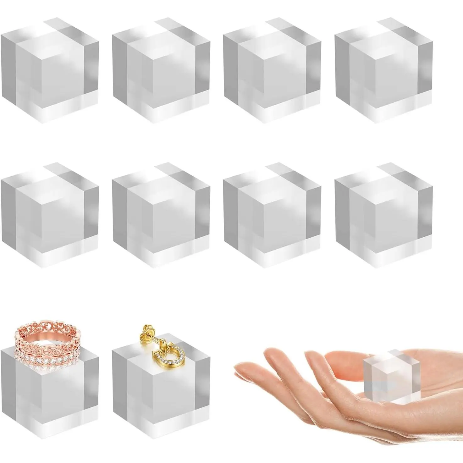 10 Pcs 1 x 1 x 1 Inch Clear Square Acrylic Cubes